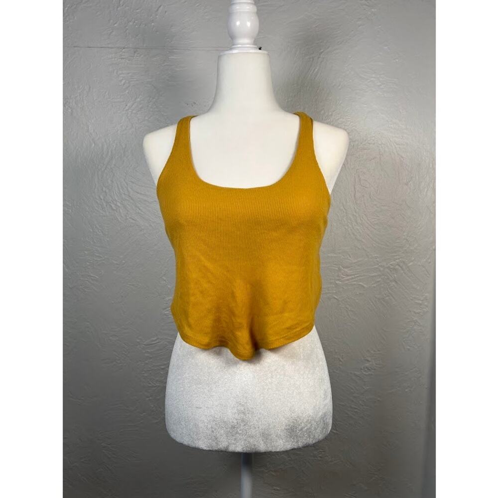 Alo Yoga Ribbed Wellness Tank Medium Mustard Yellow Cropped Racerback Top